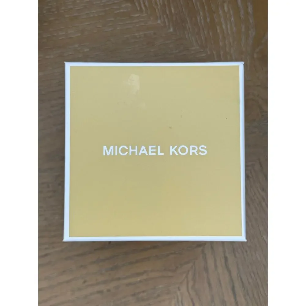 Michael Kors Gold Tone Barrel Pendant Necklace Crystal Logo MKJ0181710B New Box - Picture 4 of 5